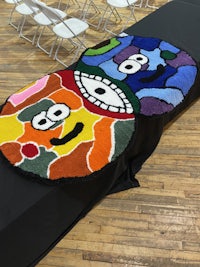 a colorful rug on a table